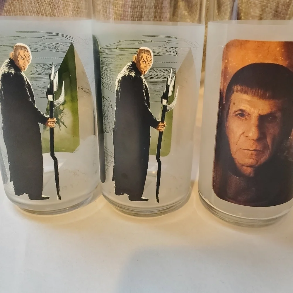 Star Trek Character Glass Set. Set Of 3. 2008 Burger King. Collectors.